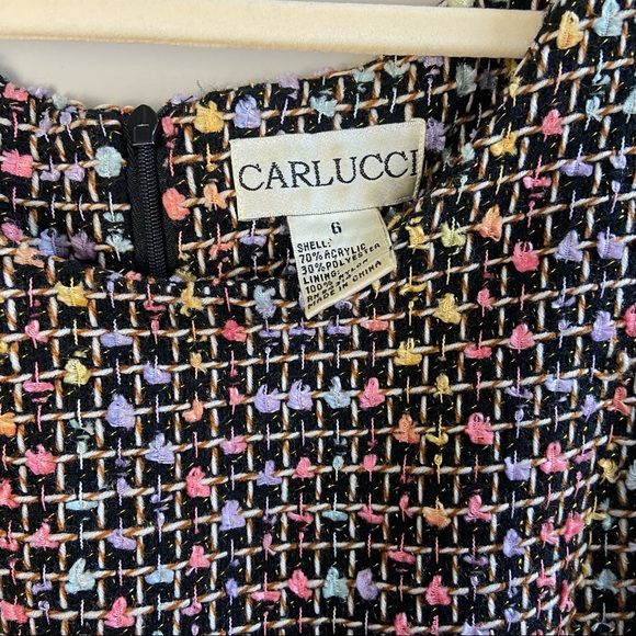 Carlucci Vintage 90's Pastel Tweed Sleeveless Midi Dress - Picture 4 of 4